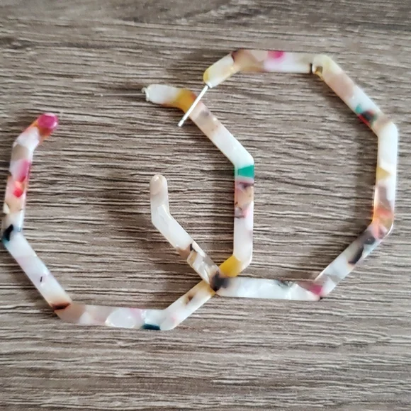 Multi Color Acrylic Hoop Earrings - Picture 3 of 3